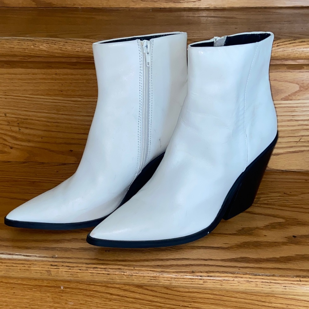 White Ankle Boots with Wedge Heel